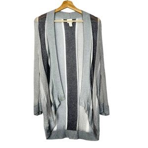 Chico’s Striped Metallic Knit Cardigan Sweater